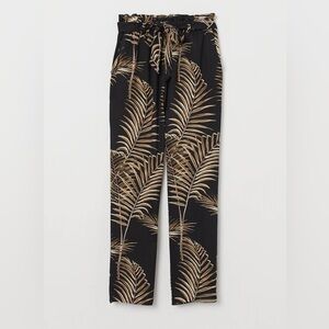 Black and Brown Leaf Print Women's Pants